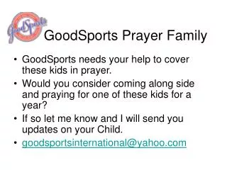 GoodSports Prayer Family