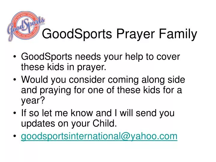 goodsports prayer family