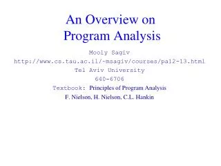 An Overview on Program Analysis