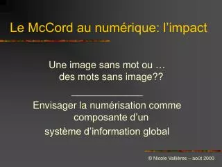 le mccord au num rique l impact