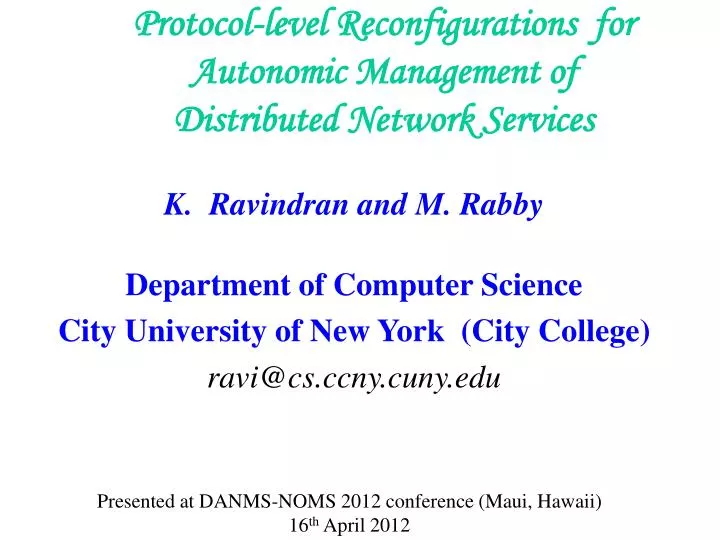 protocol level reconfigurations for autonomic management of distributed network services