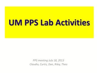 UM PPS Lab Activities