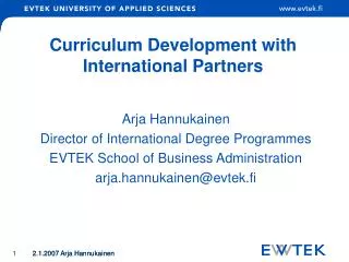 Curriculum Development with International Partners