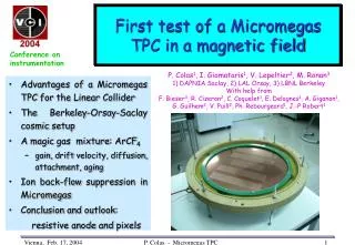 First test of a Micromegas TPC in a magnetic field