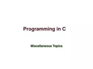 Programming in C