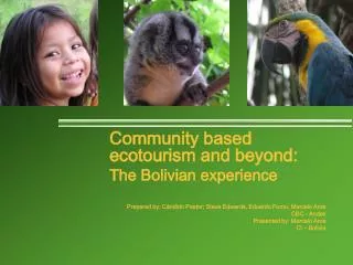 Community based ecotourism and beyond: The Bolivian experience