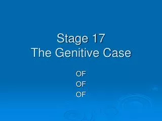 Stage 17 The Genitive Case