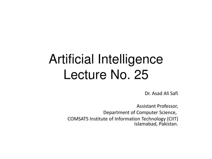 artificial intelligence lecture no 25