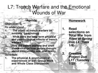 L7: Trench Warfare and the Emotional Wounds of War