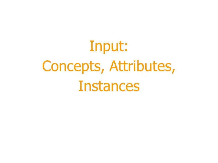 input concepts attributes instances