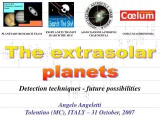 The extrasolar planets