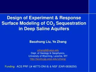 Design of Experiment &amp; Response Surface Modeling of CO 2 Sequestration in Deep Saline Aquifers
