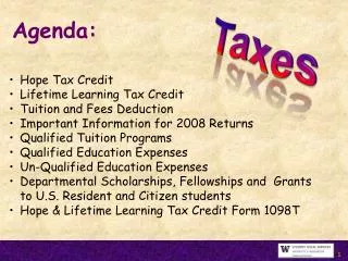 Hope Tax Credit Lifetime Learning Tax Credit Tuition and Fees Deduction