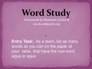 Word Study