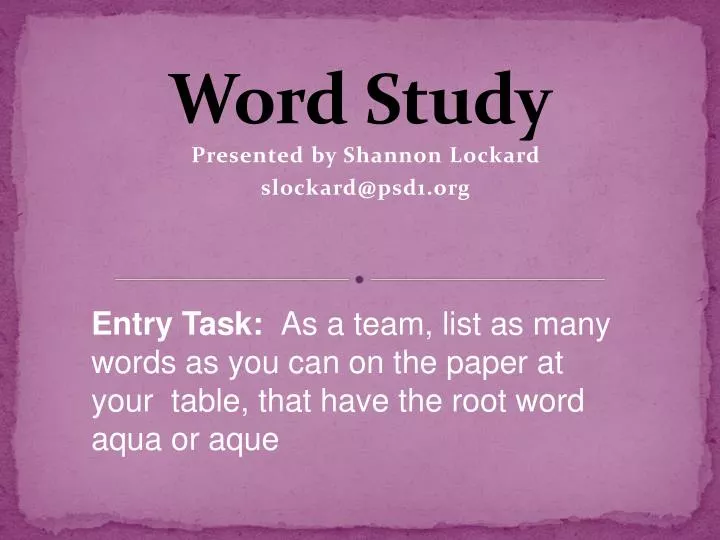 word study