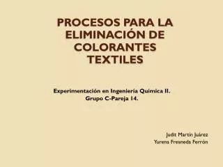 procesos para la eliminaci n de colorantes textiles