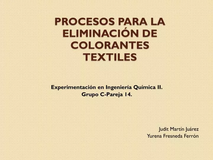 procesos para la eliminaci n de colorantes textiles