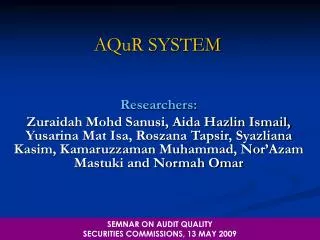 AQuR SYSTEM