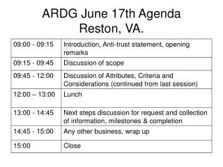 ARDG June 17th Agenda Reston, VA.