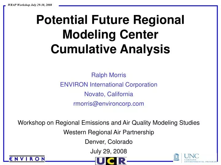 potential future regional modeling center cumulative analysis