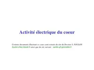 activit lectrique du coeur