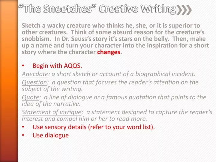 the sneetches creative writing