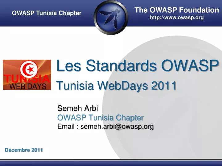 les standards owasp tunisia webdays 2011