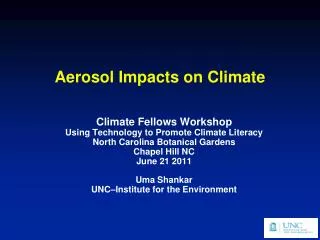 Aerosol Impacts on Climate