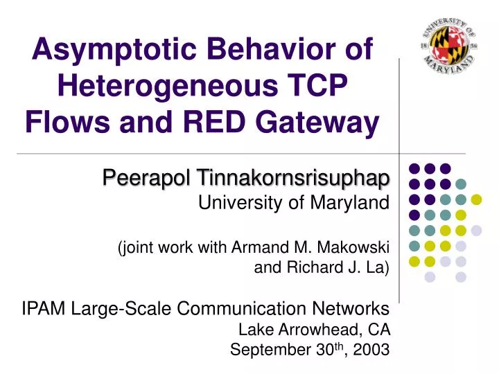 asymptotic behavior of heterogeneous tcp flows and red gateway