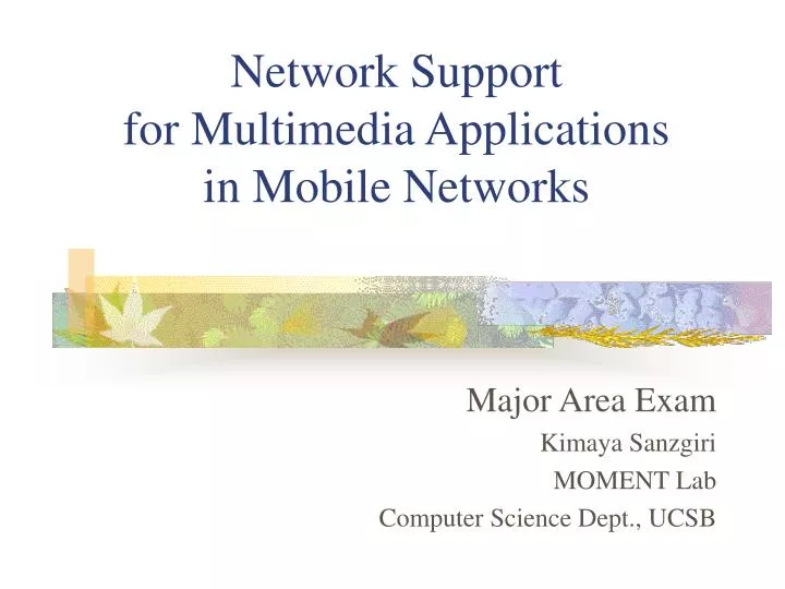 network support for multimedia applications in mobile networks