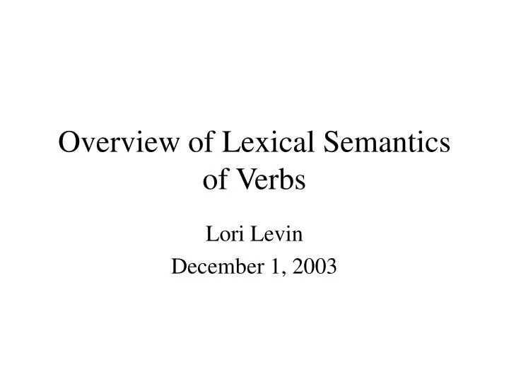 overview of lexical semantics of verbs