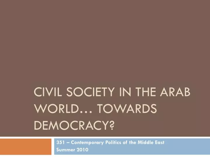 civil society in the arab world towards democracy