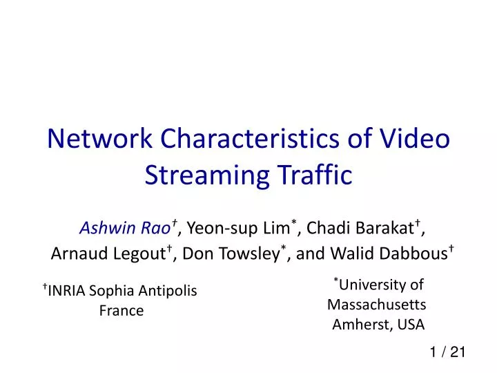 network characteristics of video streaming traffic