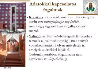 adatokkal kapcsolatos fogalmak