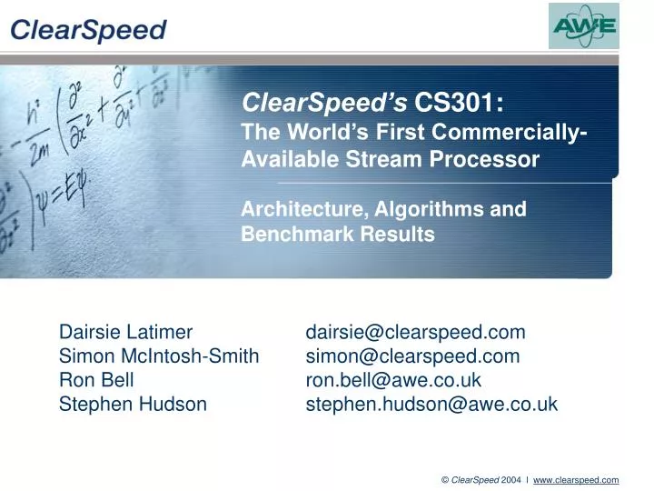 clearspeed s cs301 the world s first commercially available stream processor