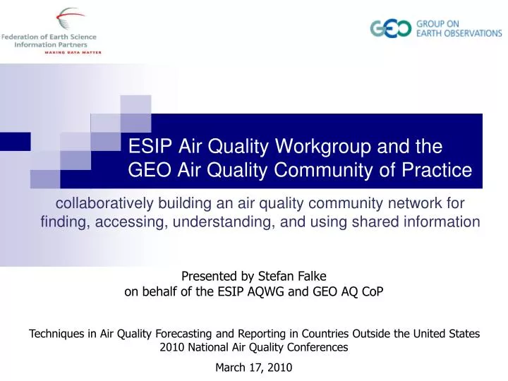 esip air quality workgroup and the geo air quality community of practice