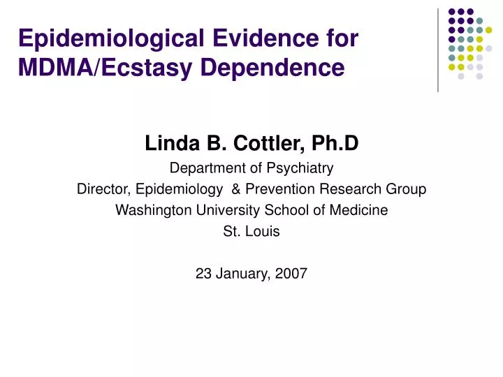 epidemiological evidence for mdma ecstasy dependence