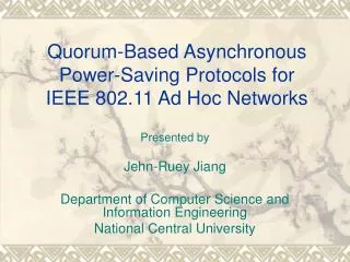 Quorum-Based Asynchronous Power-Saving Protocols for IEEE 802.11 Ad Hoc Networks