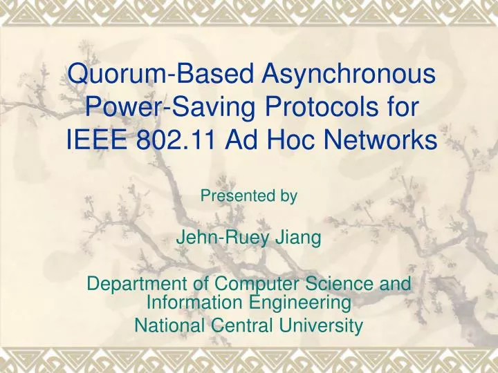 quorum based asynchronous power saving protocols for ieee 802 11 ad hoc networks