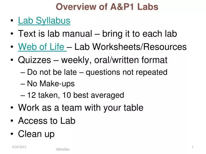 overview of a p1 labs
