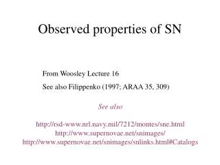 Observed properties of SN