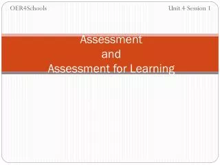 Assessment and Assessment for Learning