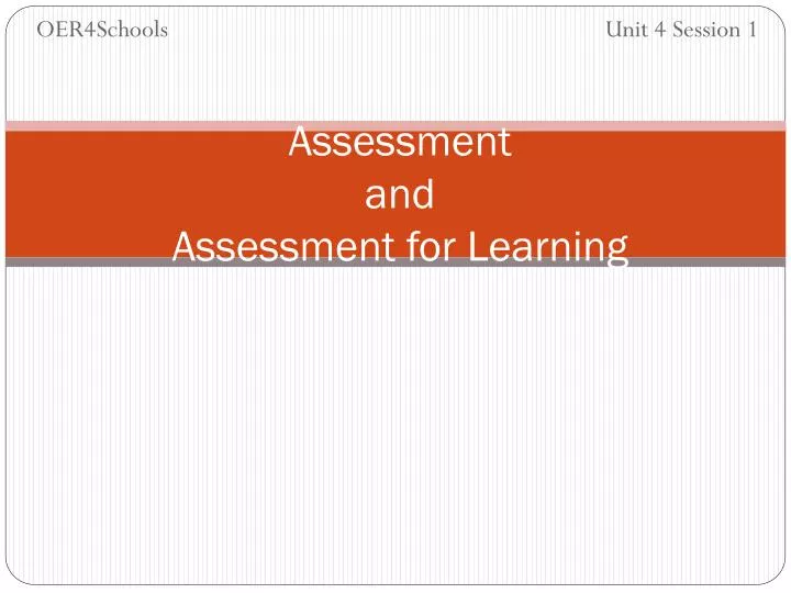 assessment and assessment for learning