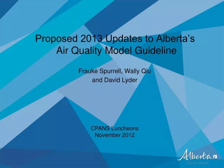 proposed 2013 updates to alberta s air quality model guideline