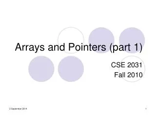 Arrays and Pointers (part 1)