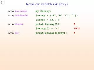 Revision: variables &amp; arrays