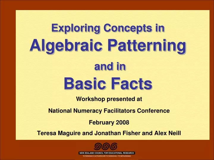 exploring concepts in algebraic patterning and in basic facts