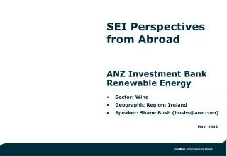 ANZ Investment Bank Renewable Energy