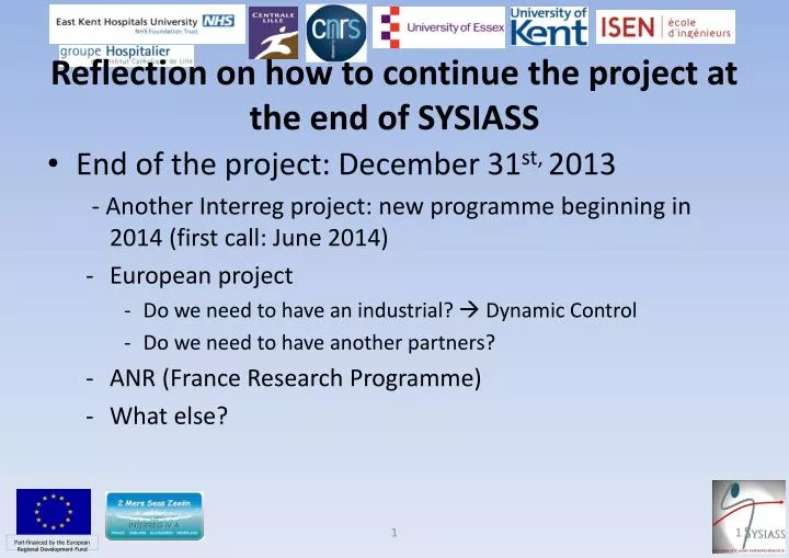 reflection on how to continue the project at the end of sysiass