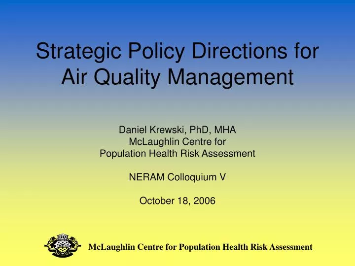 strategic policy directions for air quality management